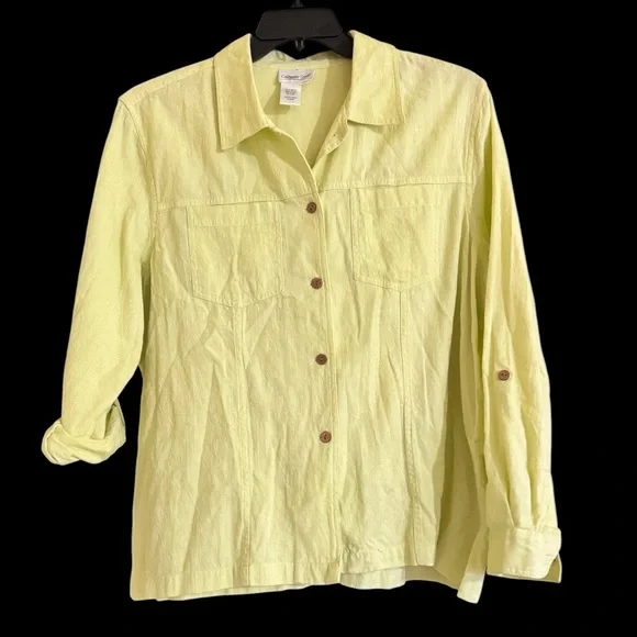 Coldwater Creek Linen Blend Button Front Lightweight Textured Blouse Sz 2X EUC - Picture 3 of 11